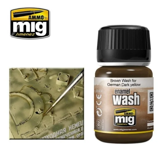 Brown WASH for German Dark Yellow 35ml Mig - A.MIG-1000 A.MIG-1000-WASH brown for dark yellow German 35ml Mig - A.MIG-1000