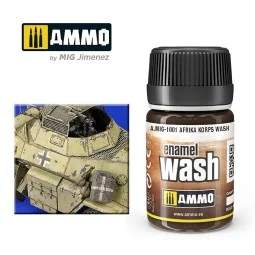 There’s nothing to translate—the phrase is already in English. It reads: "WASH Afrika Korps 35ml Mig - A.MIG-1001."Notes: - WA