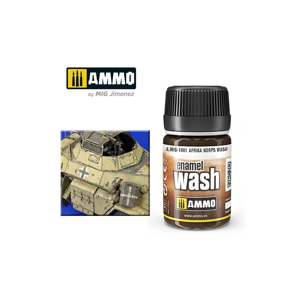 There’s nothing to translate—the phrase is already in English. It reads: "WASH Afrika Korps 35ml Mig - A.MIG-1001."Notes: - WA