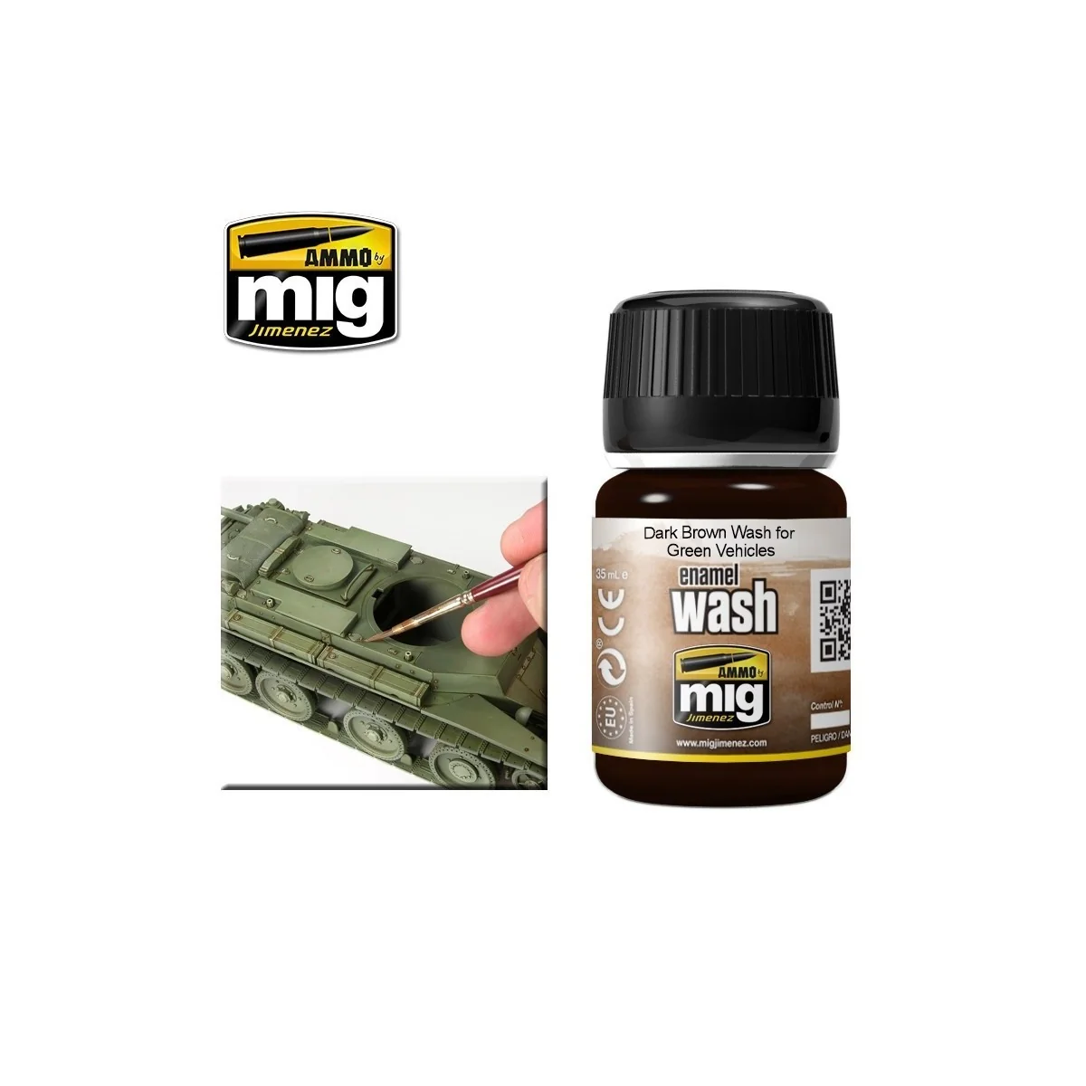 WASH marron foncé pour véhicules verts 35ml Mig AMMO - MIG Jimenez A.MIG-1005 - 1