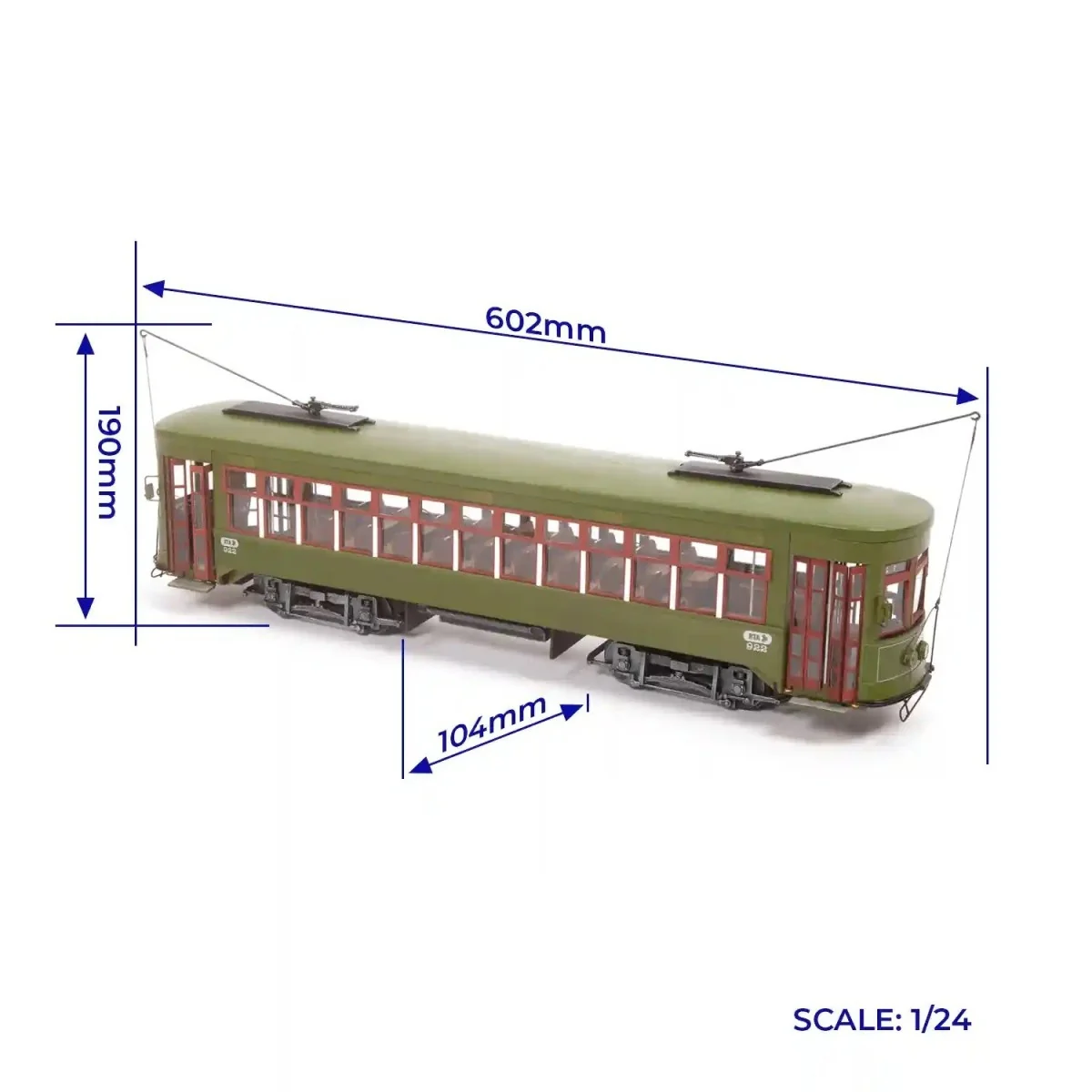 OcCre 53012 New Orleans Tram 1/24 scale wood and metal construction...