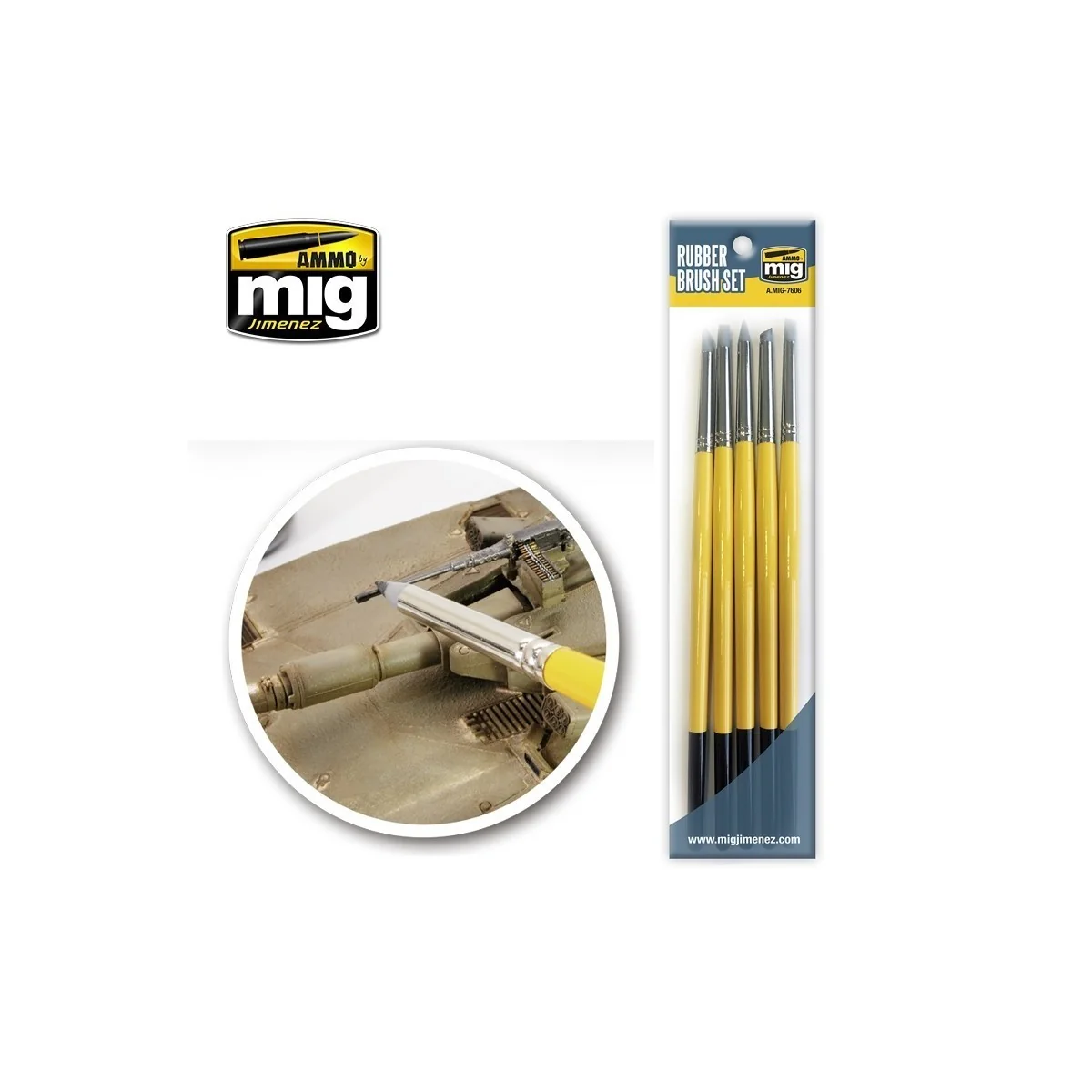Set of 5 Mig rubber brushes - A.MIG-7606