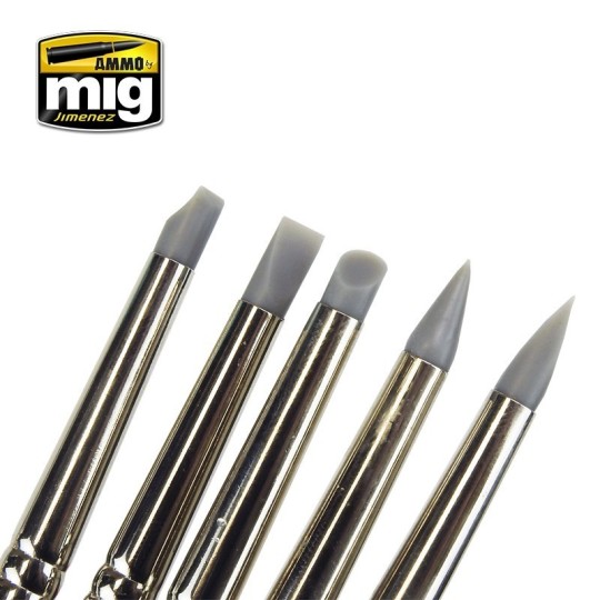 A.MIG-7606-Set de 5 pinceaux caoutchouc Mig