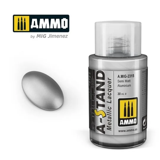A-STAND Aluminum Semi-Matte Paint 30ml Mig - A.MIG-2315 - A.MIG-2315 A.MIG-2315-A-STAND Aluminum Semi-Matte Paint 30ml Mig - A.MIG-2315
