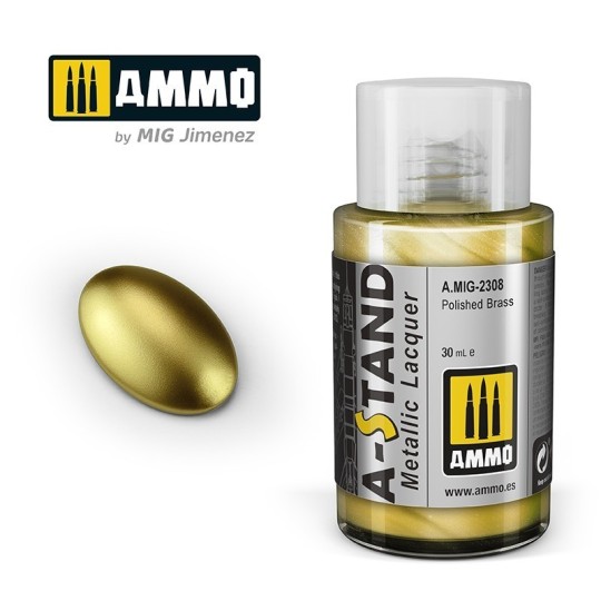 A.MIG-2308-A-STAND Polished Brass Paint 30ml Mig - A.MIG-2308