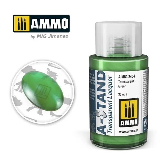 A-STAND Transparent Green Paint 30ml Mig - A.MIG-2404 A.MIG-2404-A-STAND Transparent Green Paint 30ml Mig - A.MIG-2404