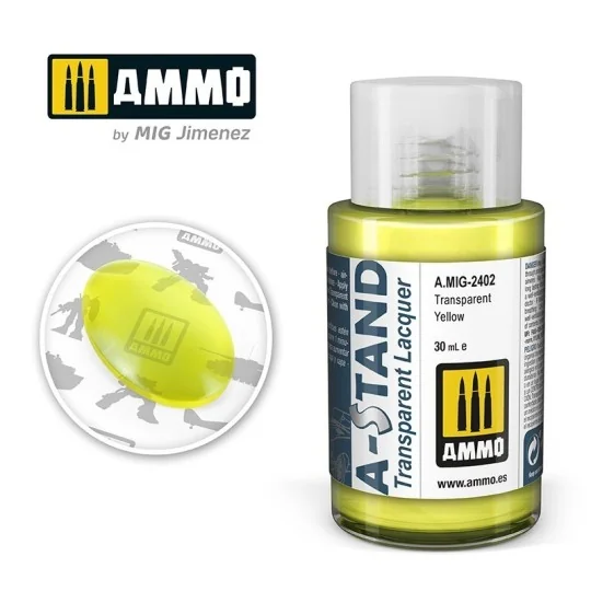 A.MIG-2402-A-STAND Paint Transparent Yellow 30ml Mig