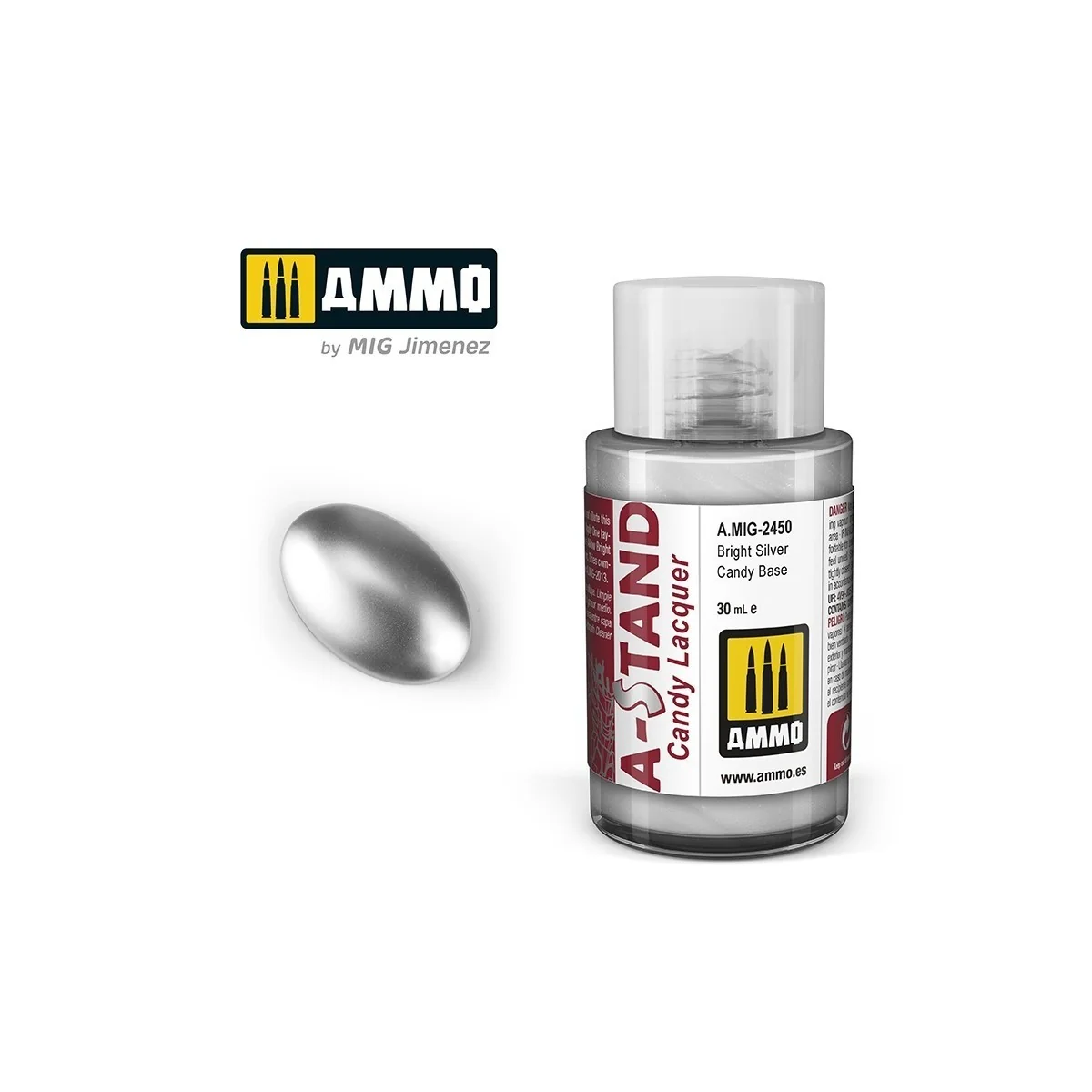 A-STAND Paint Glossy Silver Candy 30ml Mig - A.MIG-2450 A-STAND Paint Glossy Silver Candy 30ml Mig - A.MIG-2450