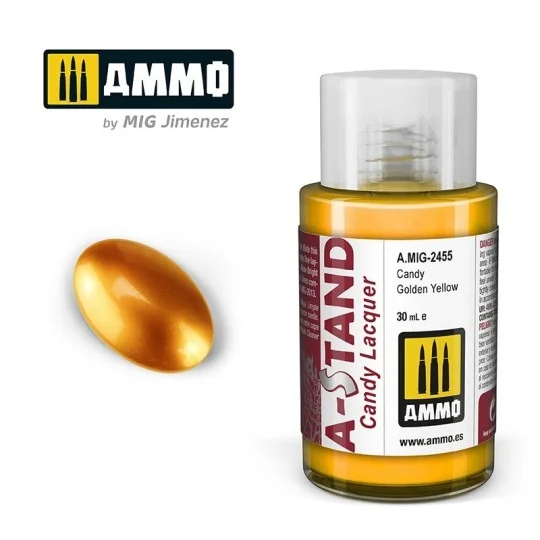 A-STAND Golden Yellow Candy Paint 30ml Mig - A.MIG-2455 A.MIG-2455-A-STAND Candy Yellow Gold Paint 30ml Mig - A.MIG-2455