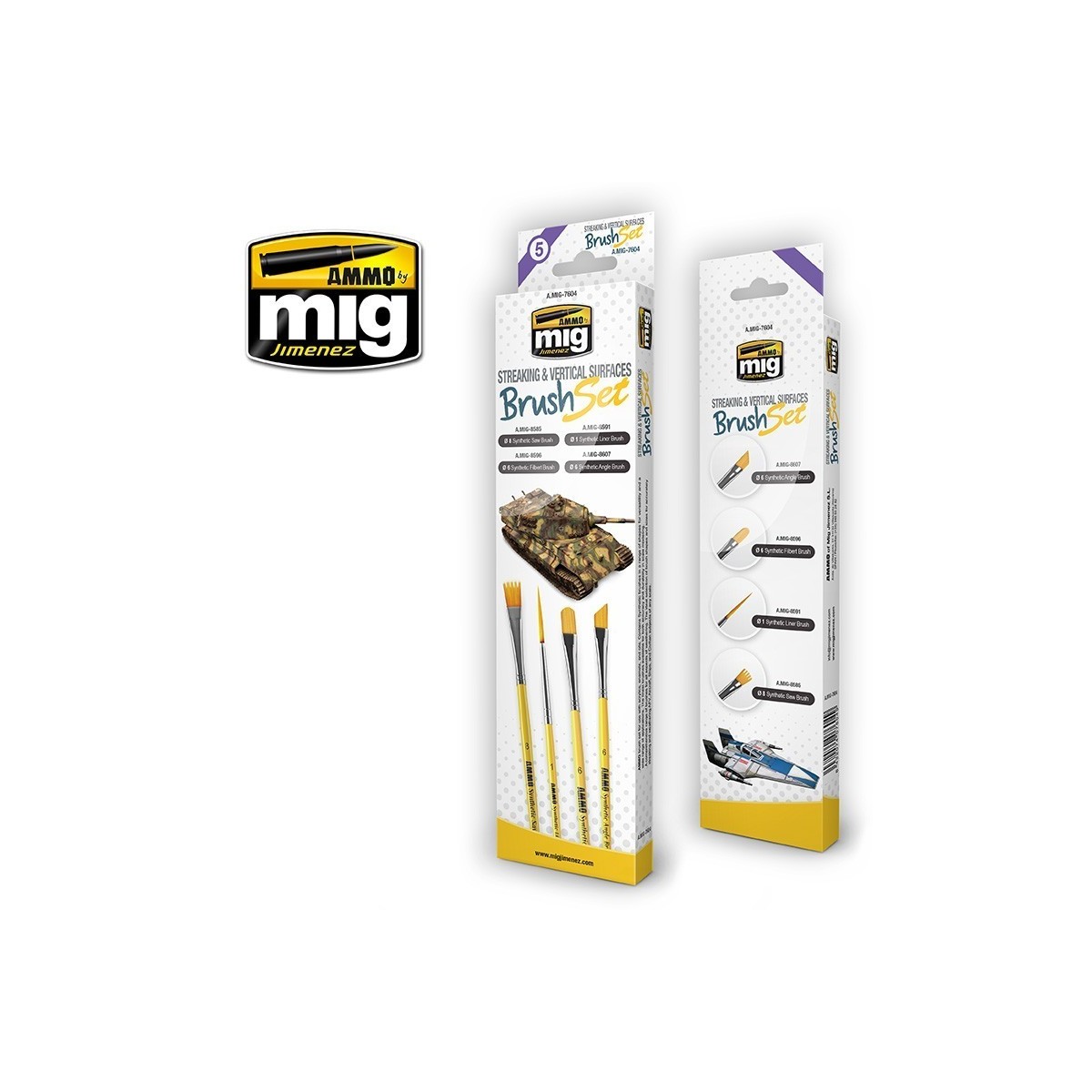 Set of 4 brushes for Ammo streaks and vertical surfaces - A.MIG-7604
