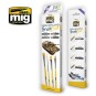 A.MIG-7604-Set of 4 brushes for Ammo streaks and vertical surfaces