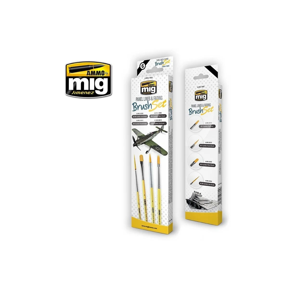 Set de 4 pinceaux pour décoloration Ammo AMMO - MIG Jimenez A.MIG-7605 - 1 Set de 4 pinceaux pour décoloration Ammo AMMO - MIG Jimenez A.MIG-7605 - 1