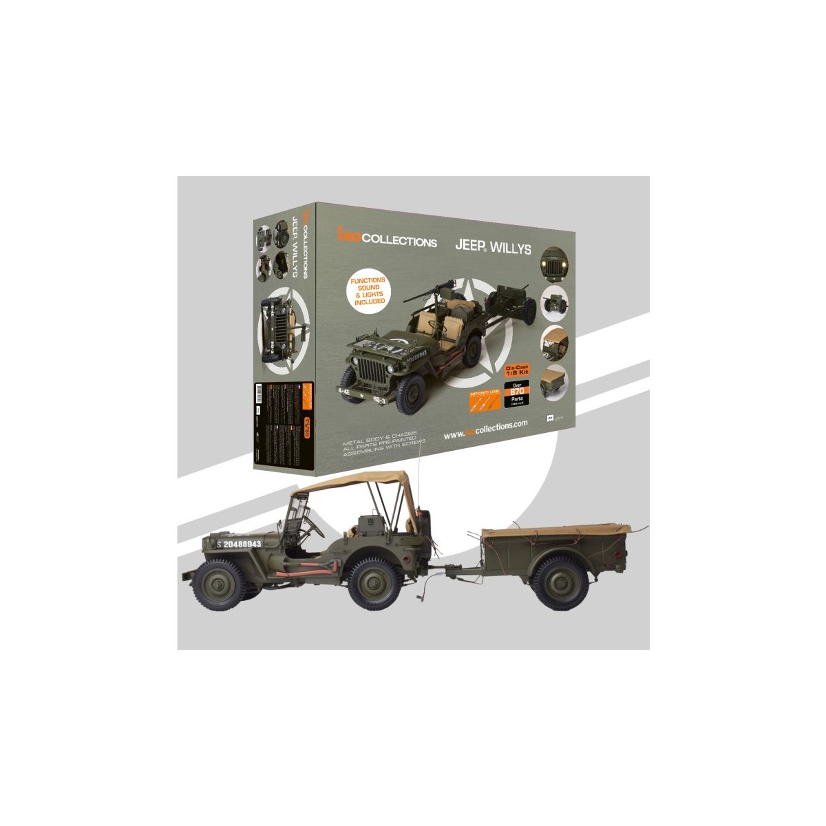 Jeep Willys and accessories 1/8 - IXO - IXC.JPW.FK