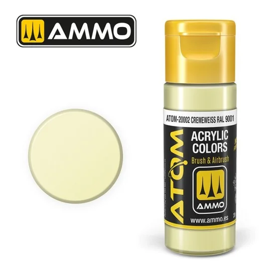 Acrylic paint Cream White RAL 9001 20ml ATOM AMMO - ATOM-20002 - AT... ATOM-20002-Acrylic paint Cream White RAL 9001 20ml ATOM AMMO - ATOM-20002