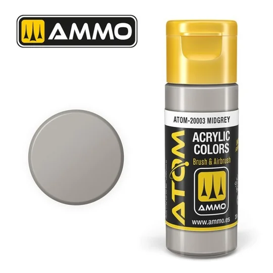 ATOM-20003-Peinture acrylique Gris moyen 20ml ATOM AMMO - ATOM-20003