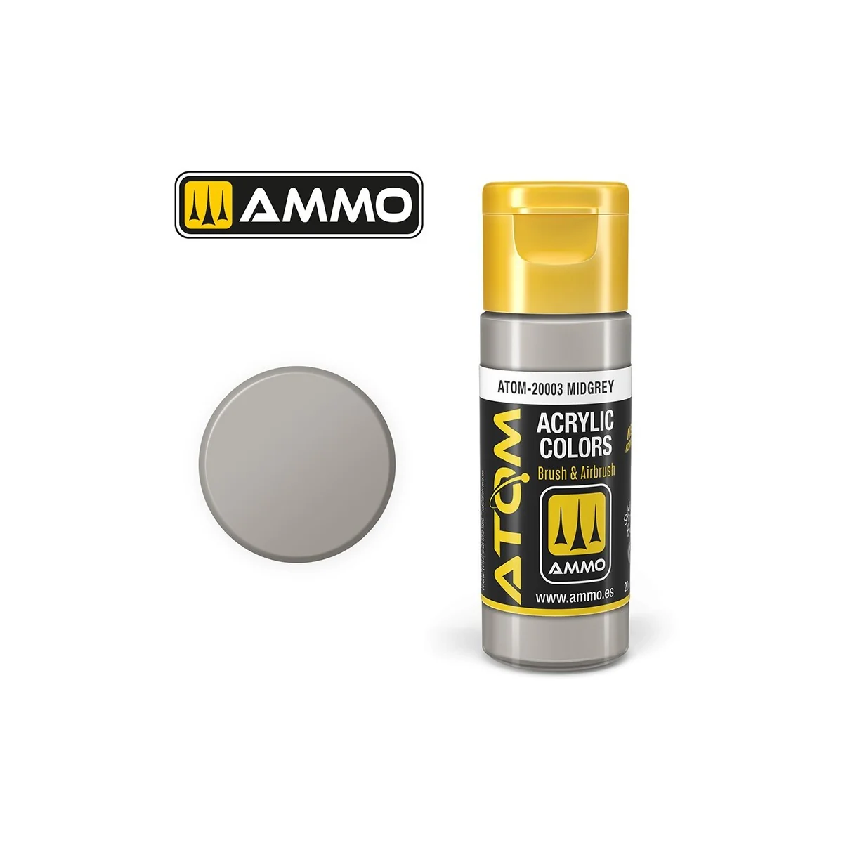 Peinture acrylique Gris moyen 20ml ATOM AMMO