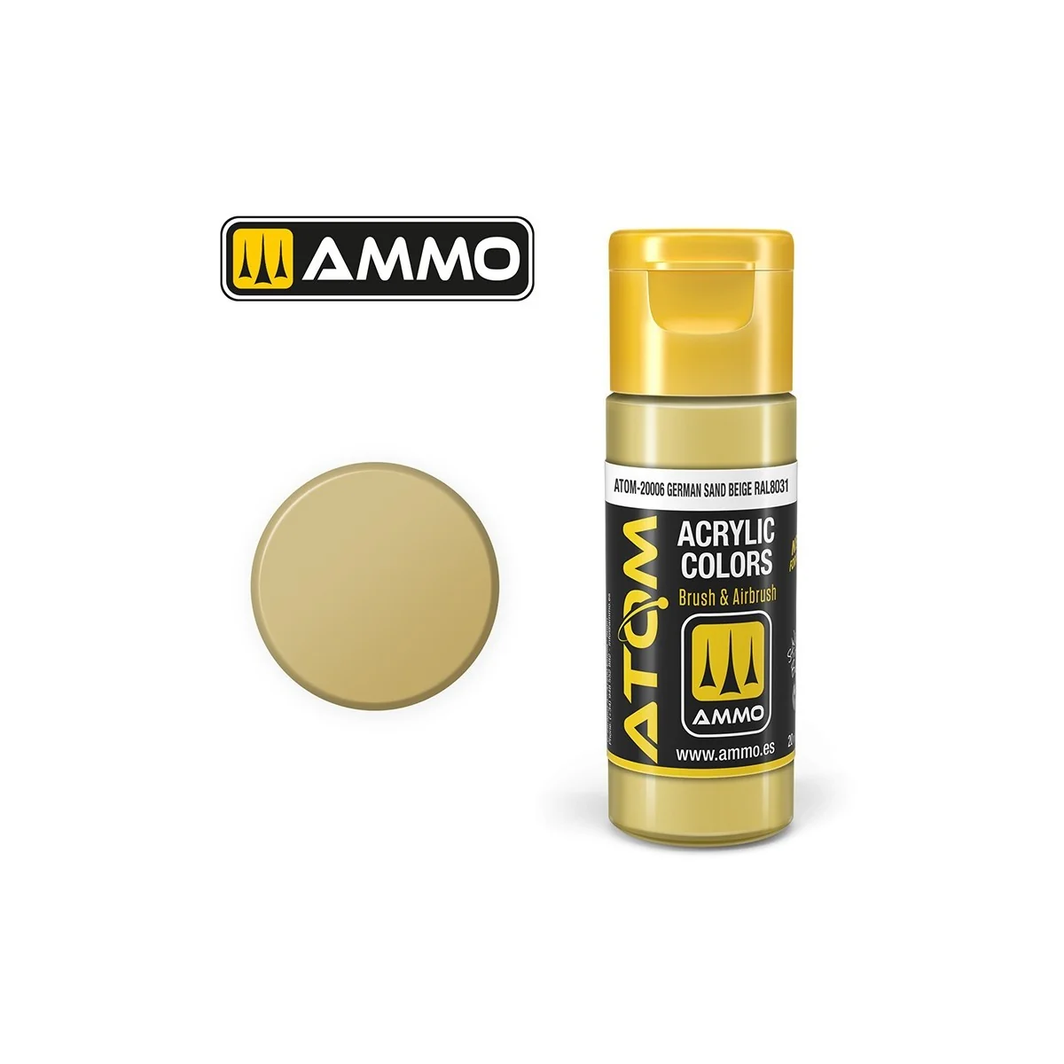 Acrylic paint, German Sand Beige RAL 8031, 20ml, ATOM AMMO - ATOM-2...