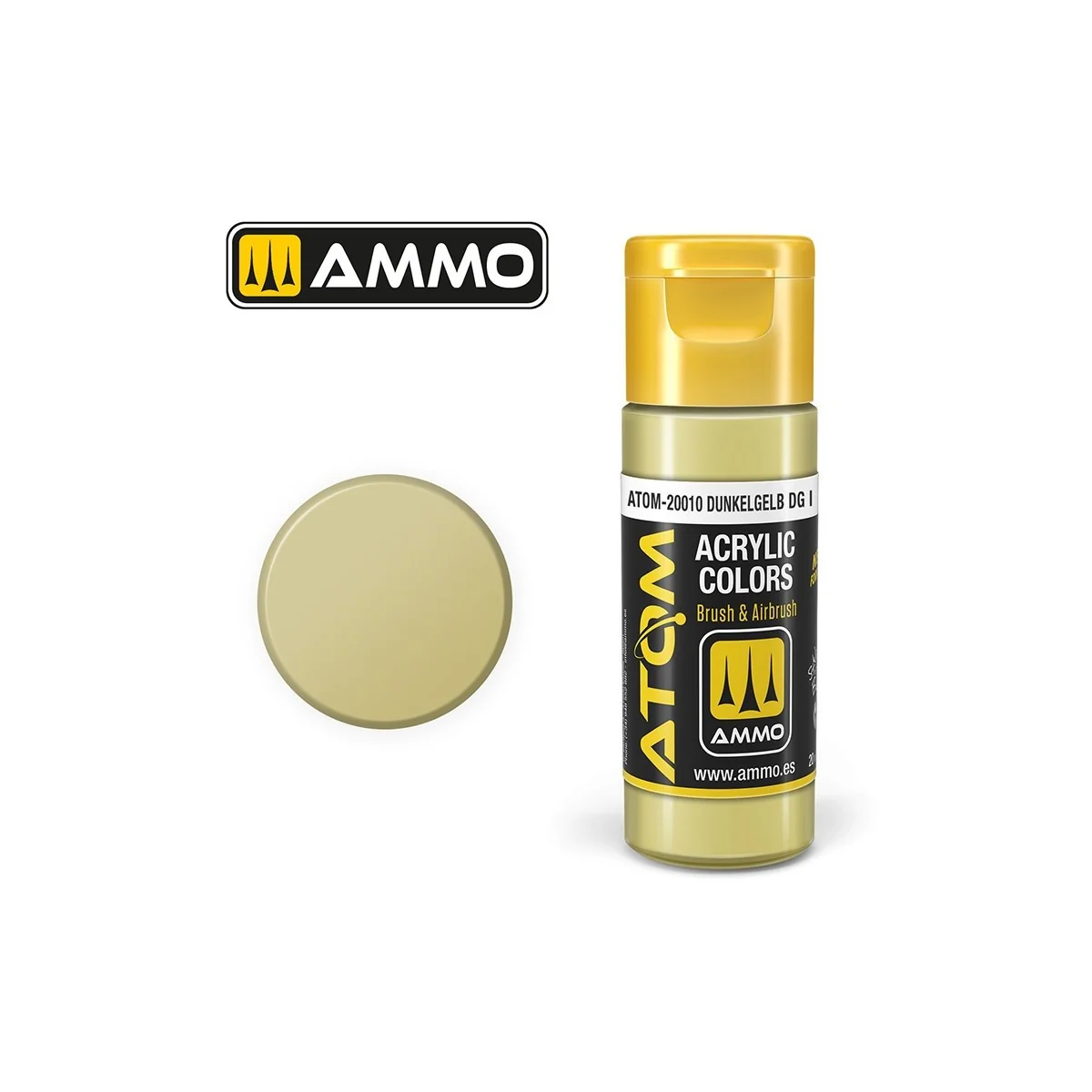 Peinture acrylique Dunkelgelb DG I 20ml ATOM AMMO