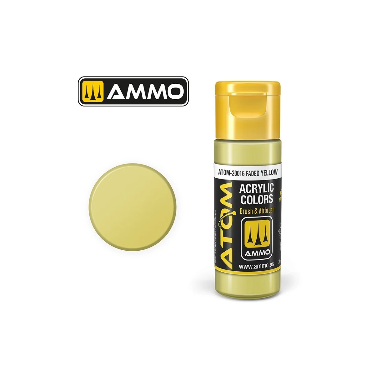 Peinture acrylique Jaune délavé 20ml ATOM AMMO