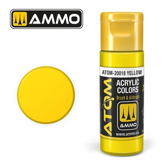 ATOM-20018-Peinture acrylique Jaune 20ml ATOM AMMO - ATOM-20018