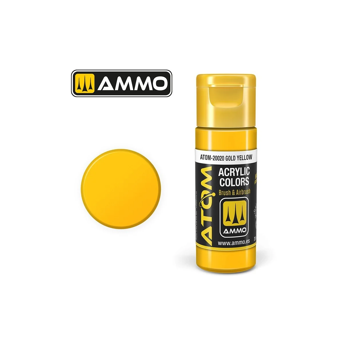 Yellow Gold Acrylic Paint 20ml ATOM AMMO - ATOM-20020 Yellow Gold Acrylic Paint 20ml ATOM AMMO - ATOM-20020