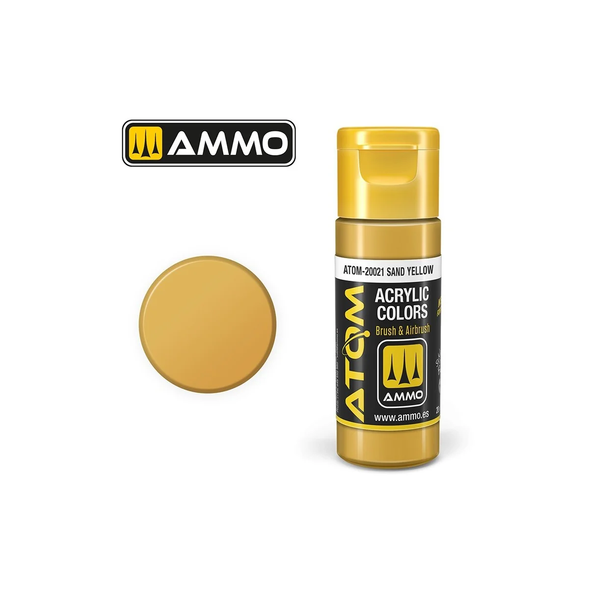 Peinture acrylique Jaune Sable 20ml ATOM AMMO - ATOM-20021