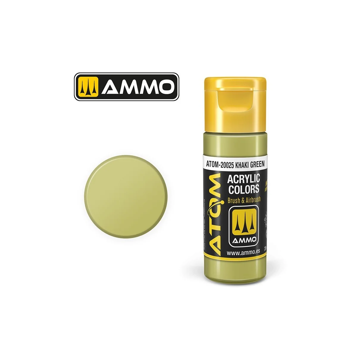 Khaki Green Acrylic Paint 20ml ATOM AMMO - ATOM-20025 Khaki Green Acrylic Paint 20ml ATOM AMMO - ATOM-20025