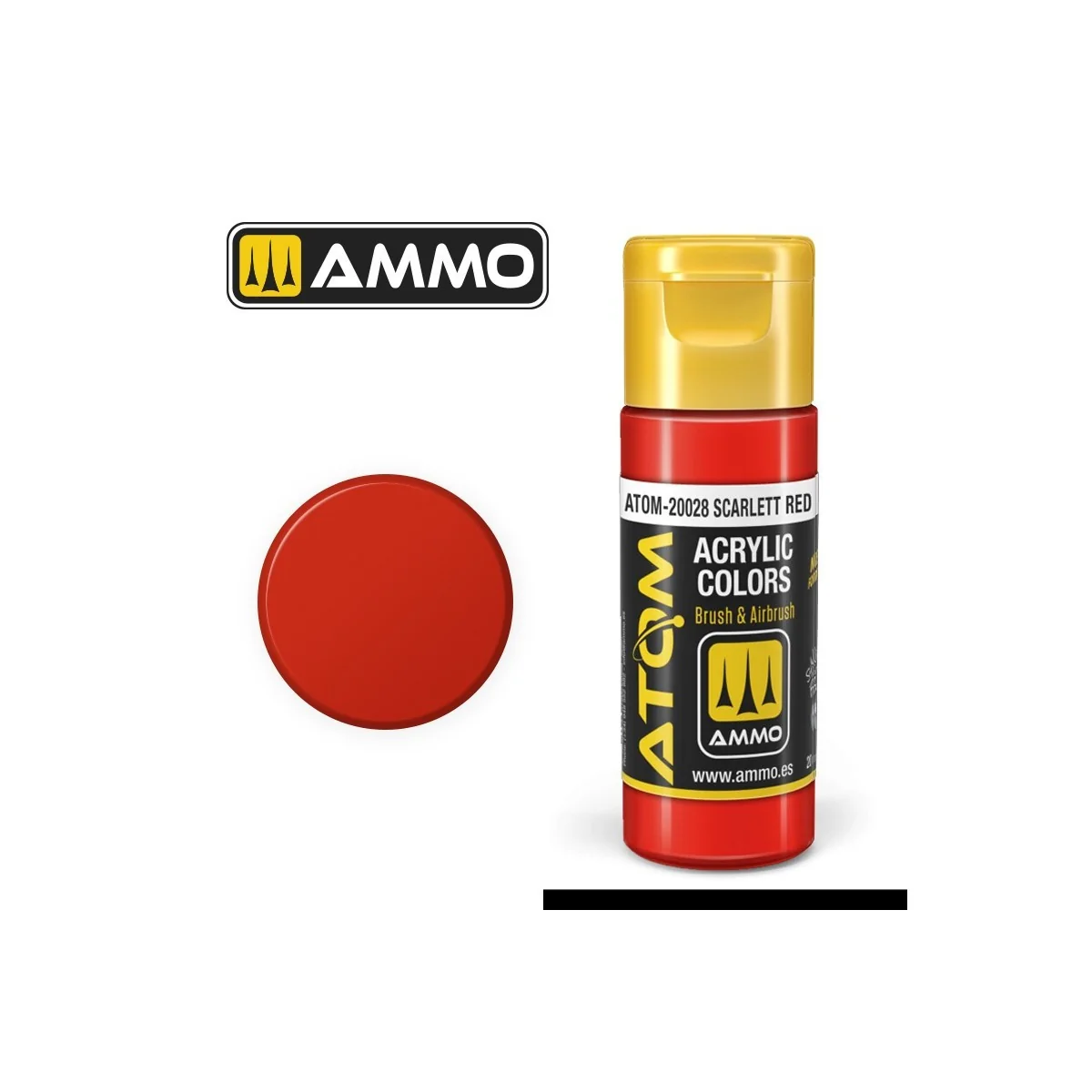 Peinture acrylique Rouge écarlate 20ml ATOM AMMO Peinture acrylique Rouge écarlate 20ml ATOM AMMO