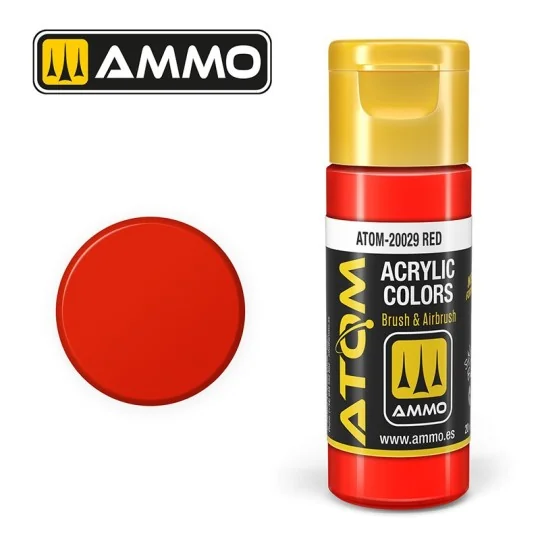ATOM-20029-Peinture acrylique Rouge 20ml ATOM AMMO - ATOM-20029