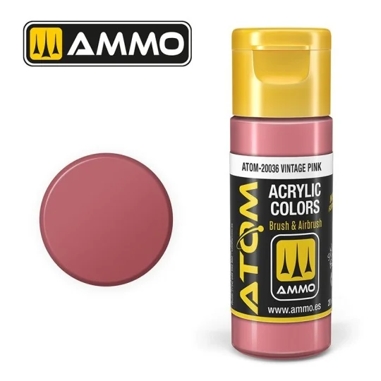 Peinture acrylique Rose Vintage 20ml ATOM AMMO ATOM-20036-Peinture acrylique Rose Vintage 20ml ATOM AMMO - ATOM-20036