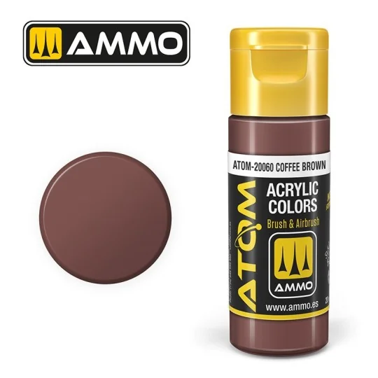 Peinture acrylique Café Marron 20ml ATOM AMMO ATOM-20060-Peinture acrylique Café Marron 20ml ATOM AMMO - ATOM-20060