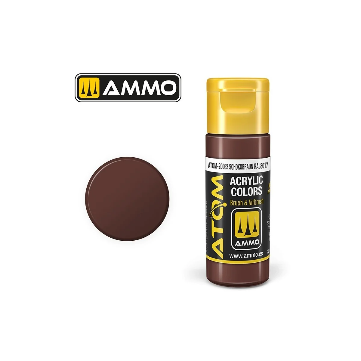 Peinture acrylique Schokobraun RAL 8017 20ml ATOM AMMO Peinture acrylique Schokobraun RAL 8017 20ml ATOM AMMO