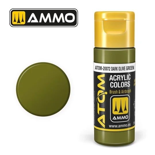 Dark Olive Green Acrylic Paint 20ml ATOM AMMO - ATOM-20072 - ATOM-2... ATOM-20072-Dark Olive Green Acrylic Paint 20ml ATOM AMMO - ATOM-20072
