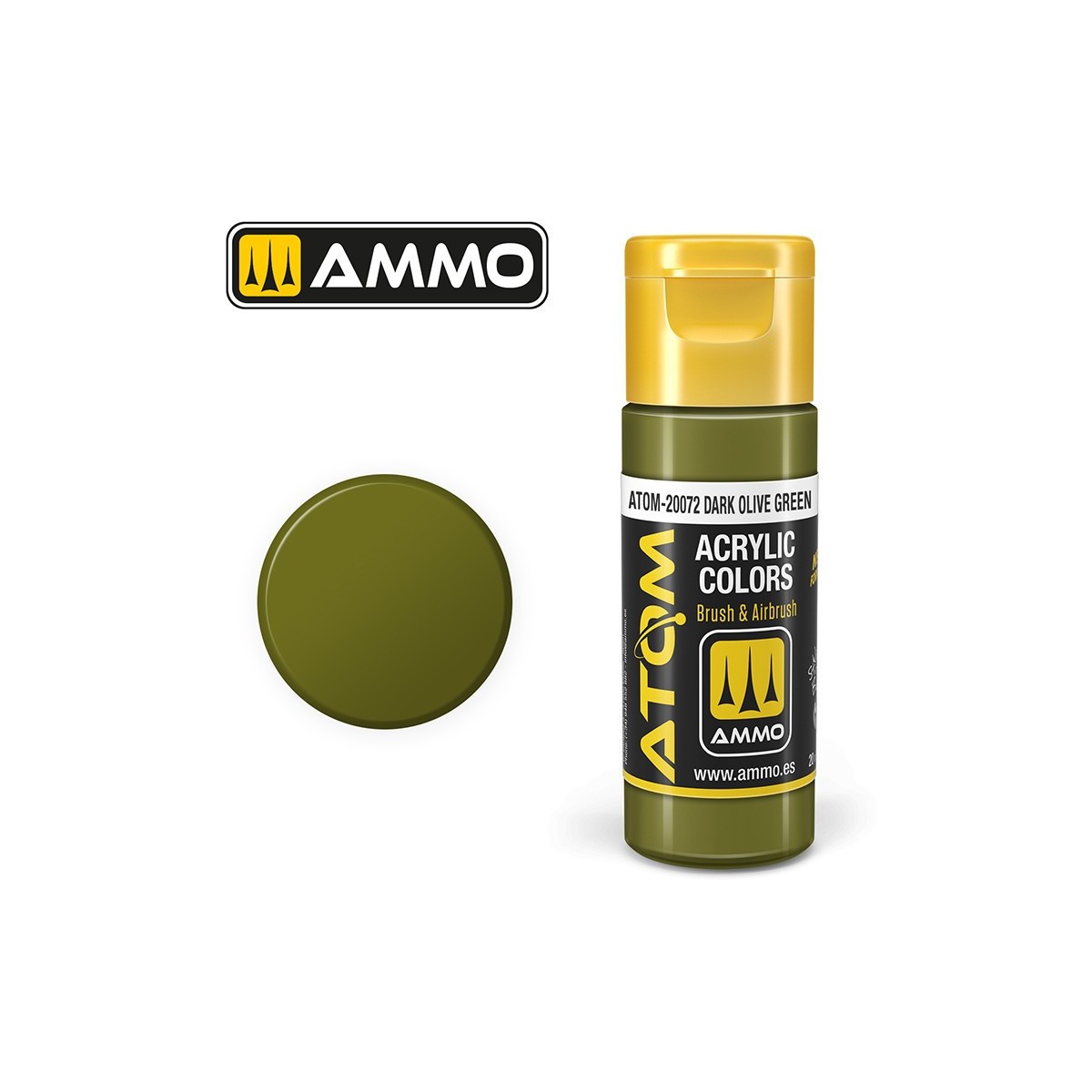 Peinture acrylique Vert olive foncé 20ml ATOM AMMO - ATOM-20072