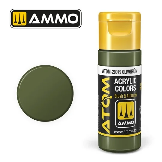 ATOM-20079-Peinture acrylique Vert olive 20ml ATOM AMMO