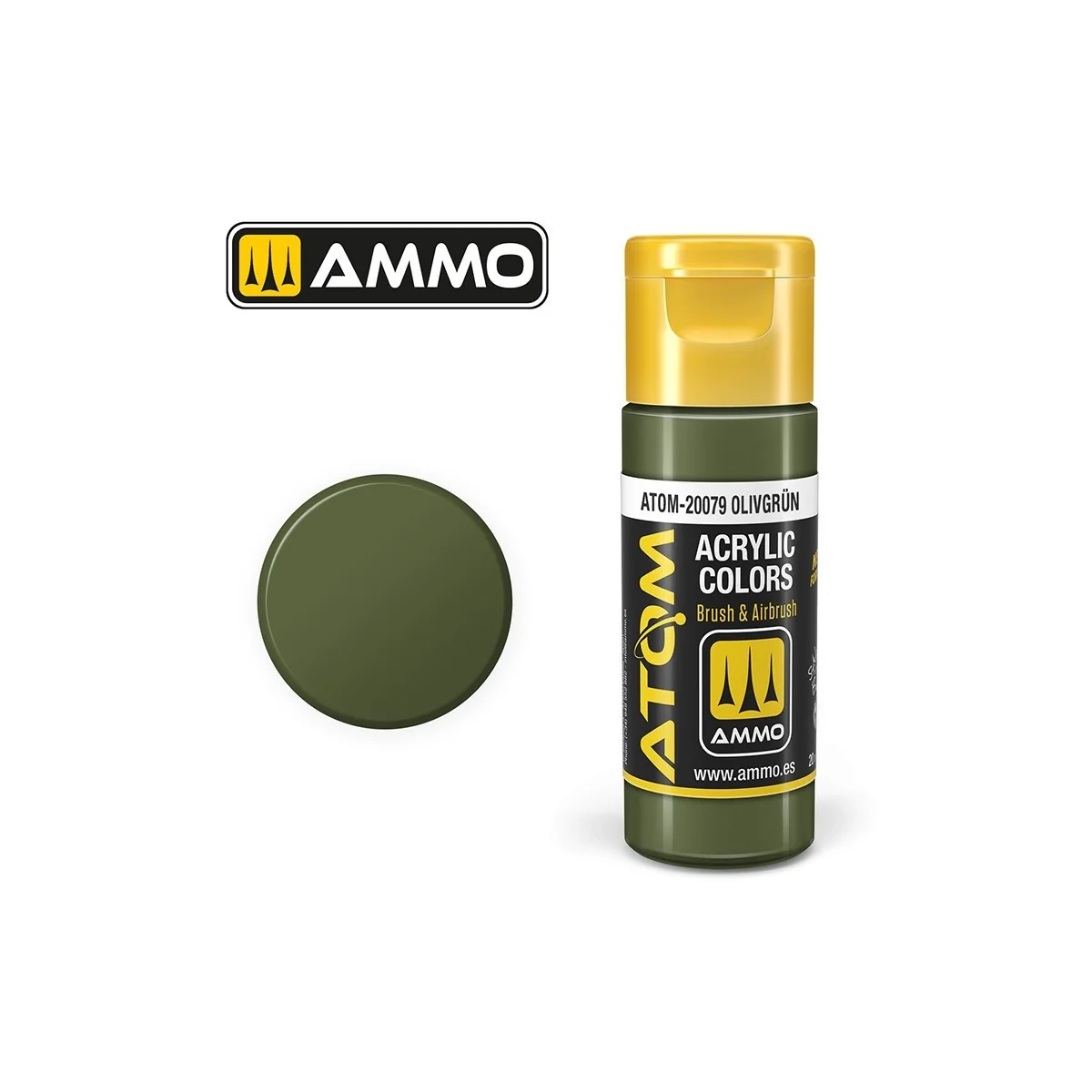 Peinture acrylique Vert olive 20ml ATOM AMMO - ATOM-20079