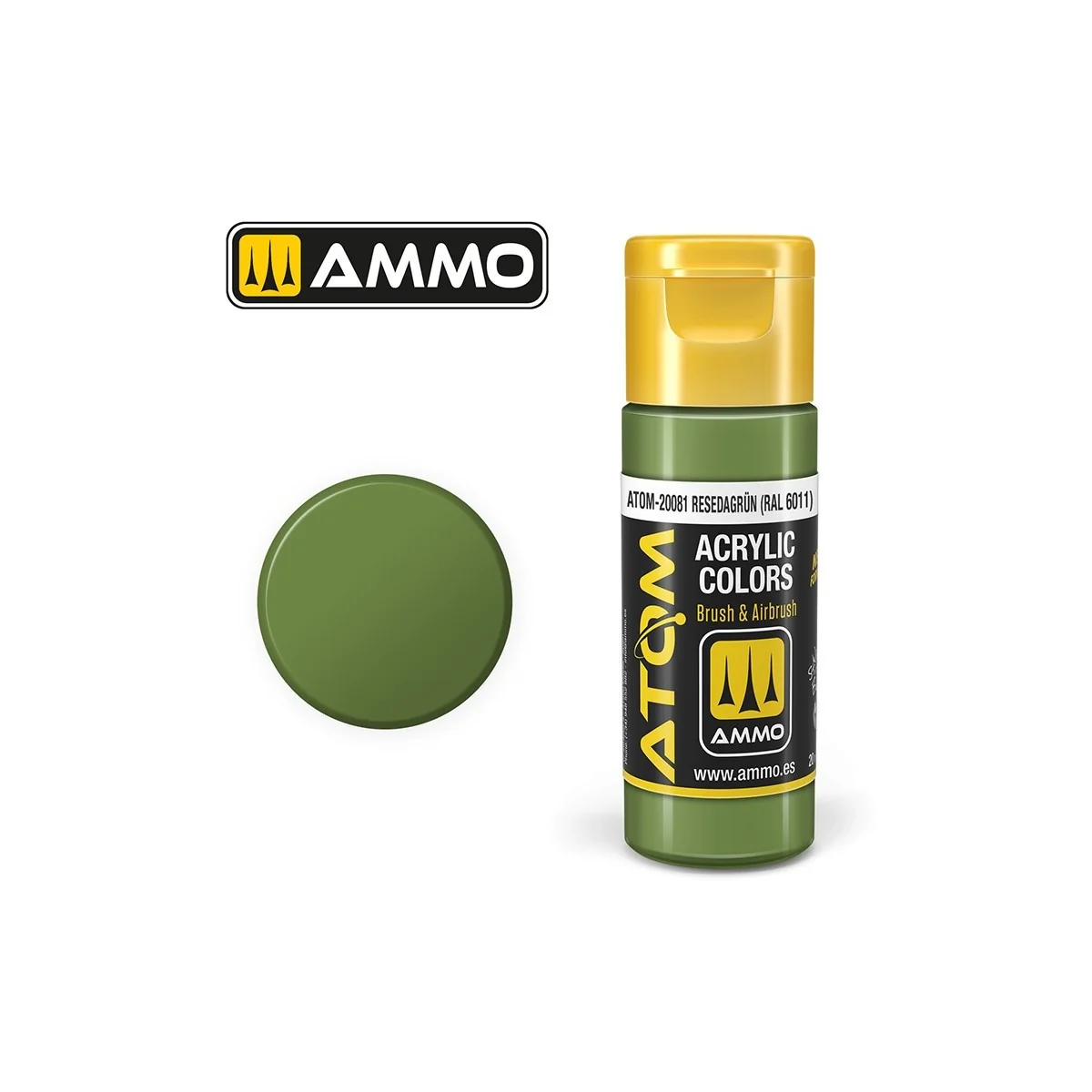 Peinture acrylique Résédagrün RAL 6011 20ml ATOM AMMO