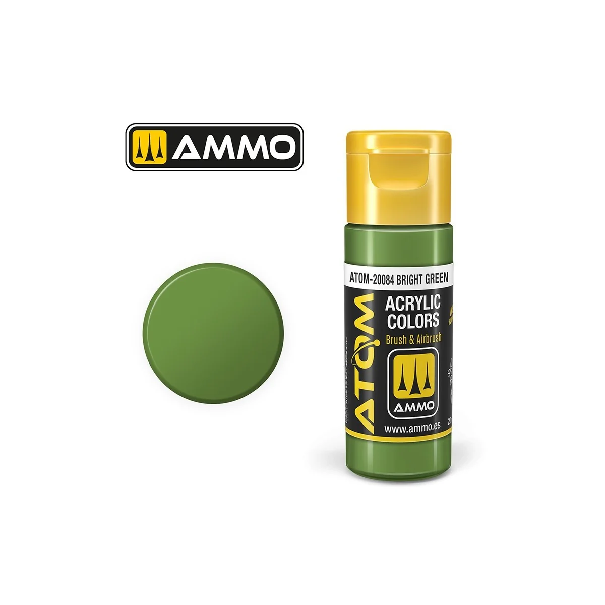 Bright green acrylic paint, 20 ml, ATOM AMMO - ATOM-20084 Bright green acrylic paint, 20 ml, ATOM AMMO - ATOM-20084