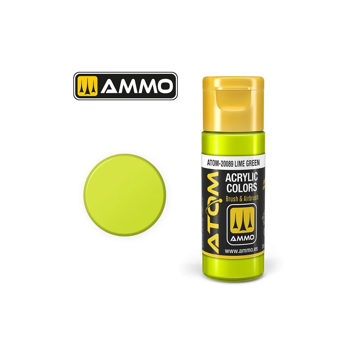 Peinture acrylique Vert citron 20ml ATOM AMMO