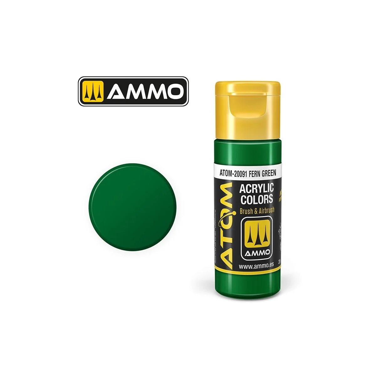 Peinture acrylique Vert fougère 20ml ATOM AMMO - ATOM-20091