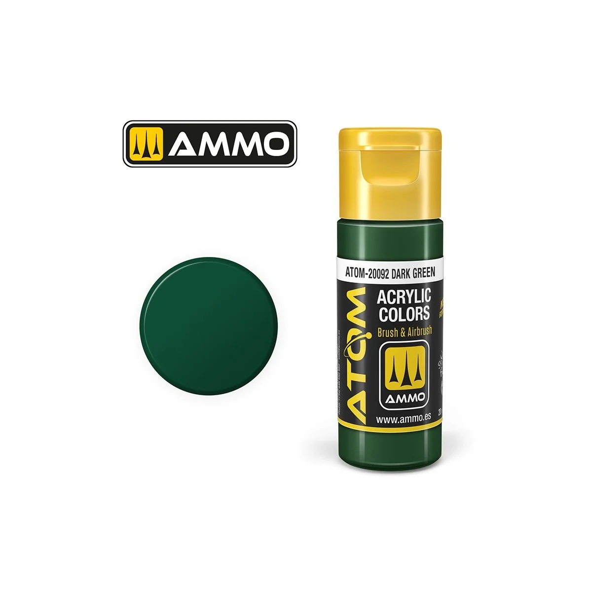 Peinture acrylique Vert foncé 20ml ATOM AMMO - ATOM-20092