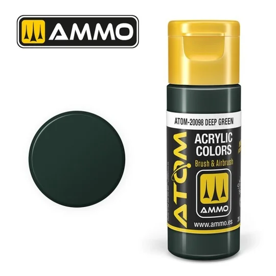 Peinture acrylique Vert profond 20ml ATOM AMMO ATOM-20098-Peinture acrylique Vert profond 20ml ATOM AMMO - ATOM-20098