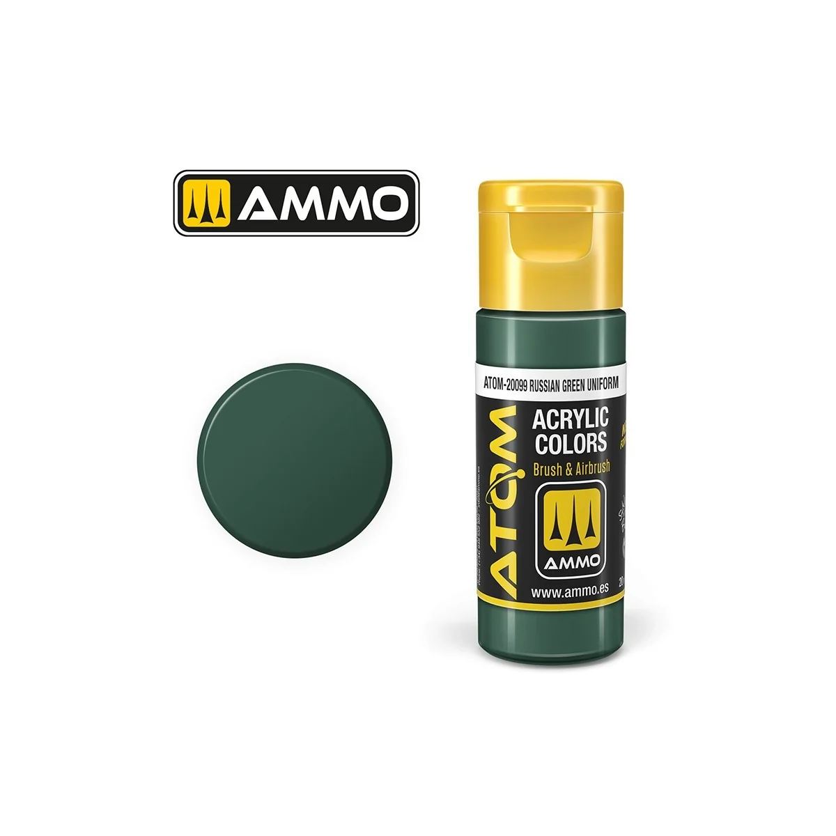 Peinture acrylique Uniforme vert russe 20ml ATOM AMMO Peinture acrylique Uniforme vert russe 20ml ATOM AMMO