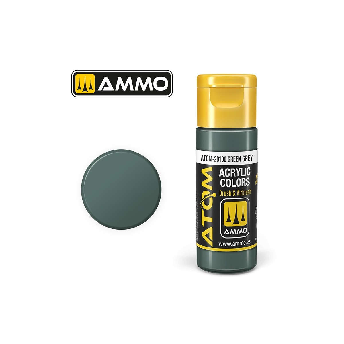 Green Gray Acrylic Paint 20ml ATOM AMMO - ATOM-20100 Green Gray Acrylic Paint 20ml ATOM AMMO - ATOM-20100