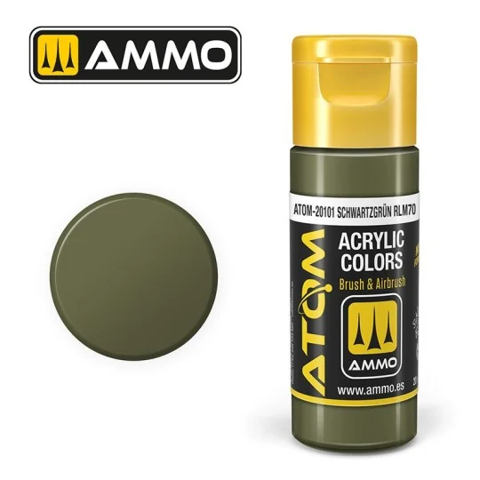 Peinture acrylique Noir-vert RLM70 20ml ATOM AMMO ATOM-20101-Peinture acrylique Noir-vert RLM70 20ml ATOM AMMO - ATOM-20101