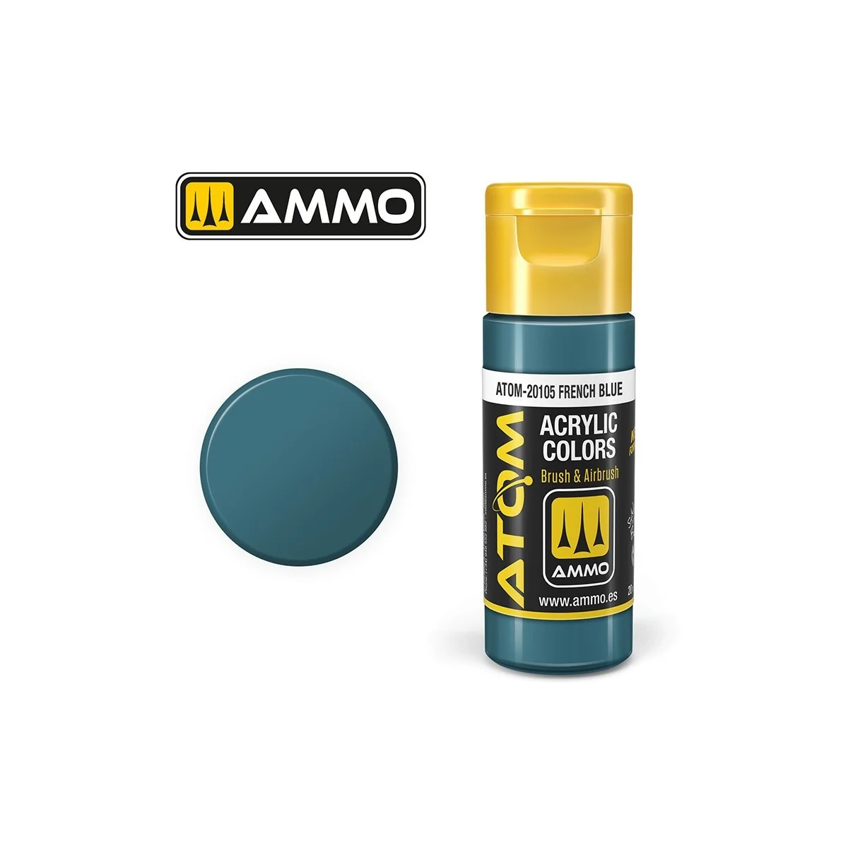 Acrylic paint, French blue, 20 ml, ATOM AMMO - ATOM-20105