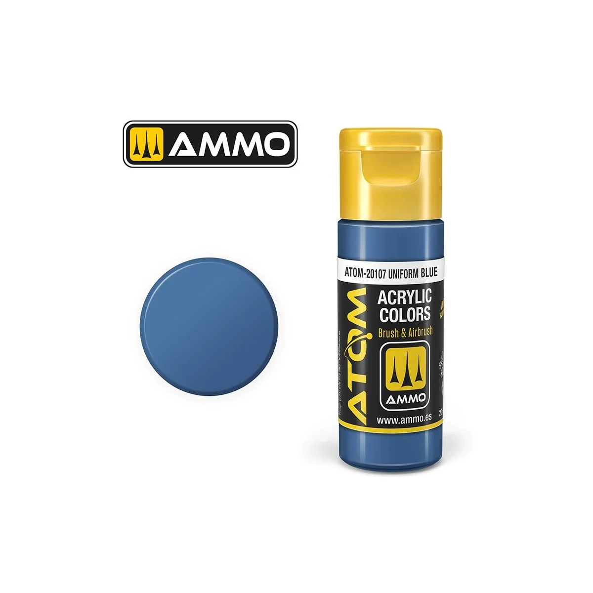 Solid blue acrylic paint, 20 ml, ATOM AMMO - ATOM-20107