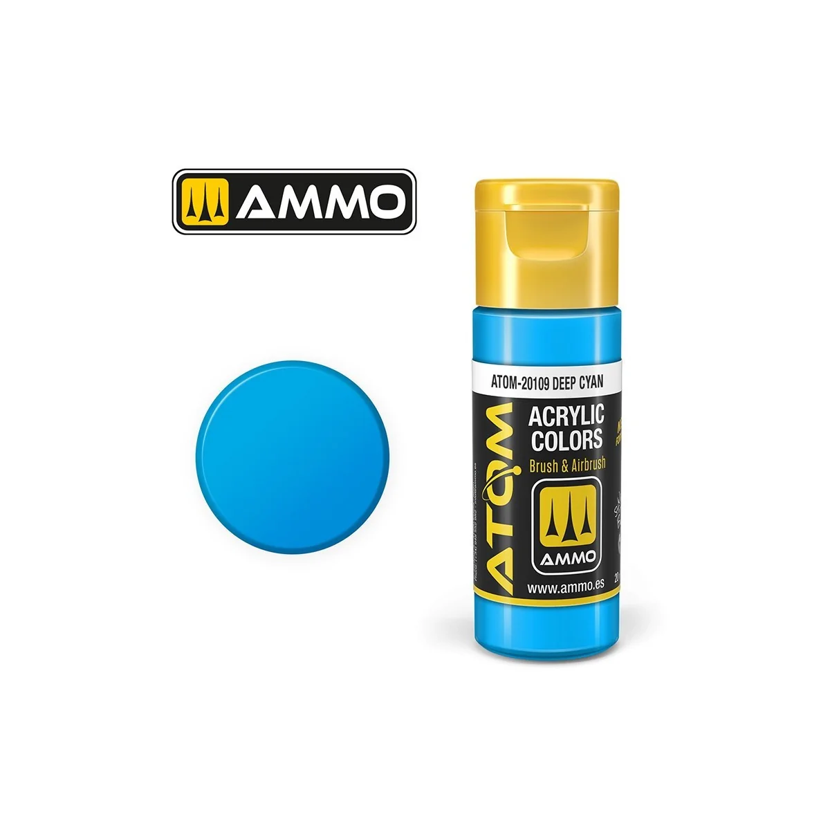 Deep cyan acrylic paint, 20 ml, ATOM AMMO - ATOM-20109