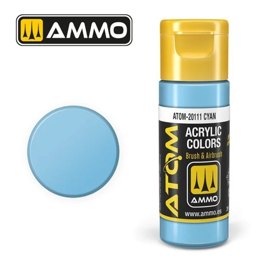 ATOM-20111-Peinture acrylique Cyan 20ml ATOM AMMO - ATOM-20111