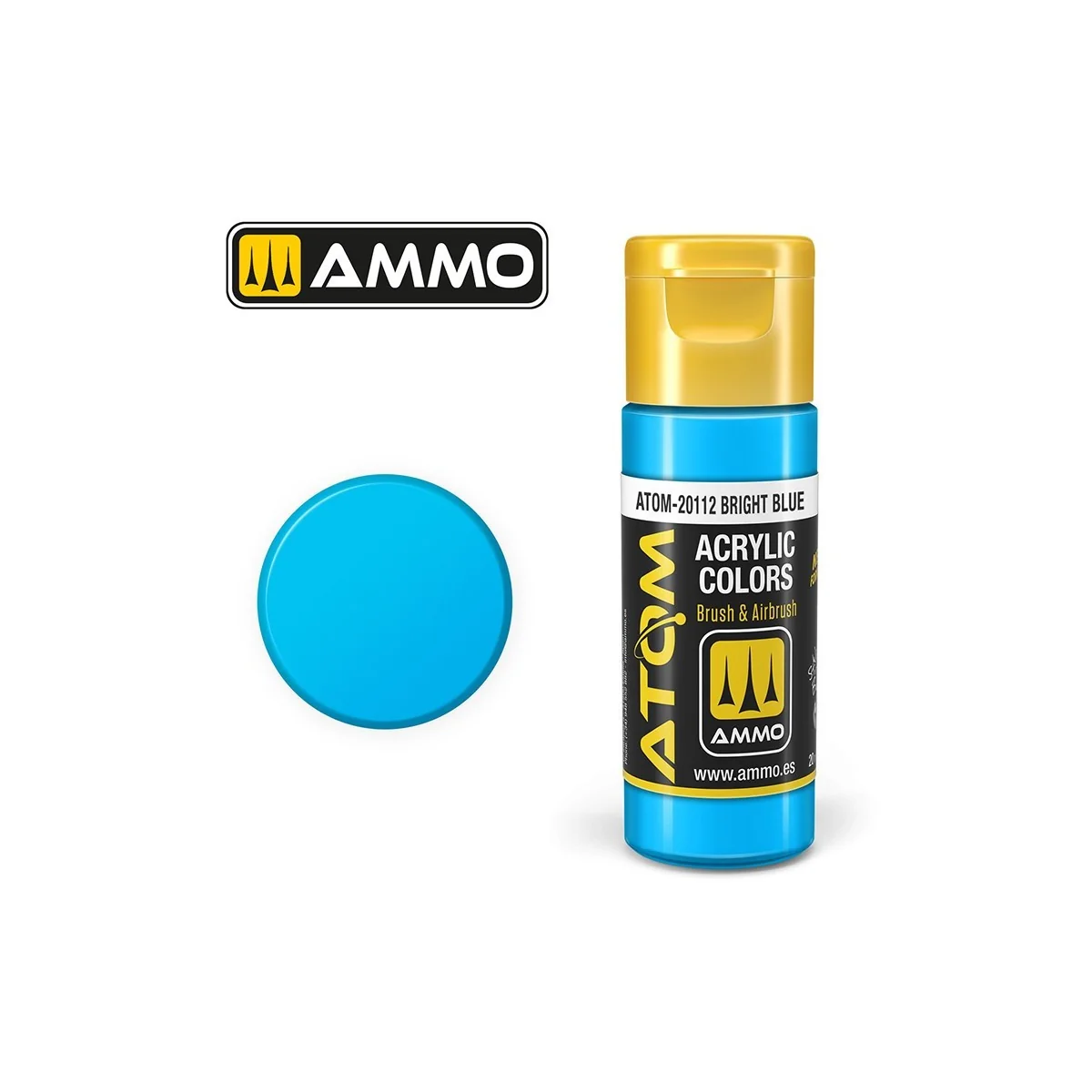 Bright blue acrylic paint, 20 ml, ATOM AMMO - ATOM-20112. Bright blue acrylic paint, 20 ml, ATOM AMMO - ATOM-20112.